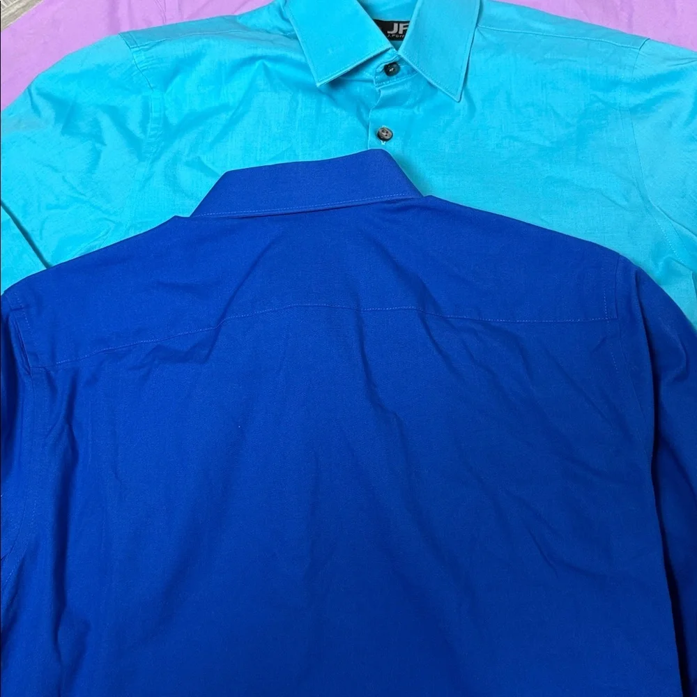 3 JF J.Ferrar Royal Blue, turquoise and lavender Dress Shirts Size Small Slim - Picture 6 of 7